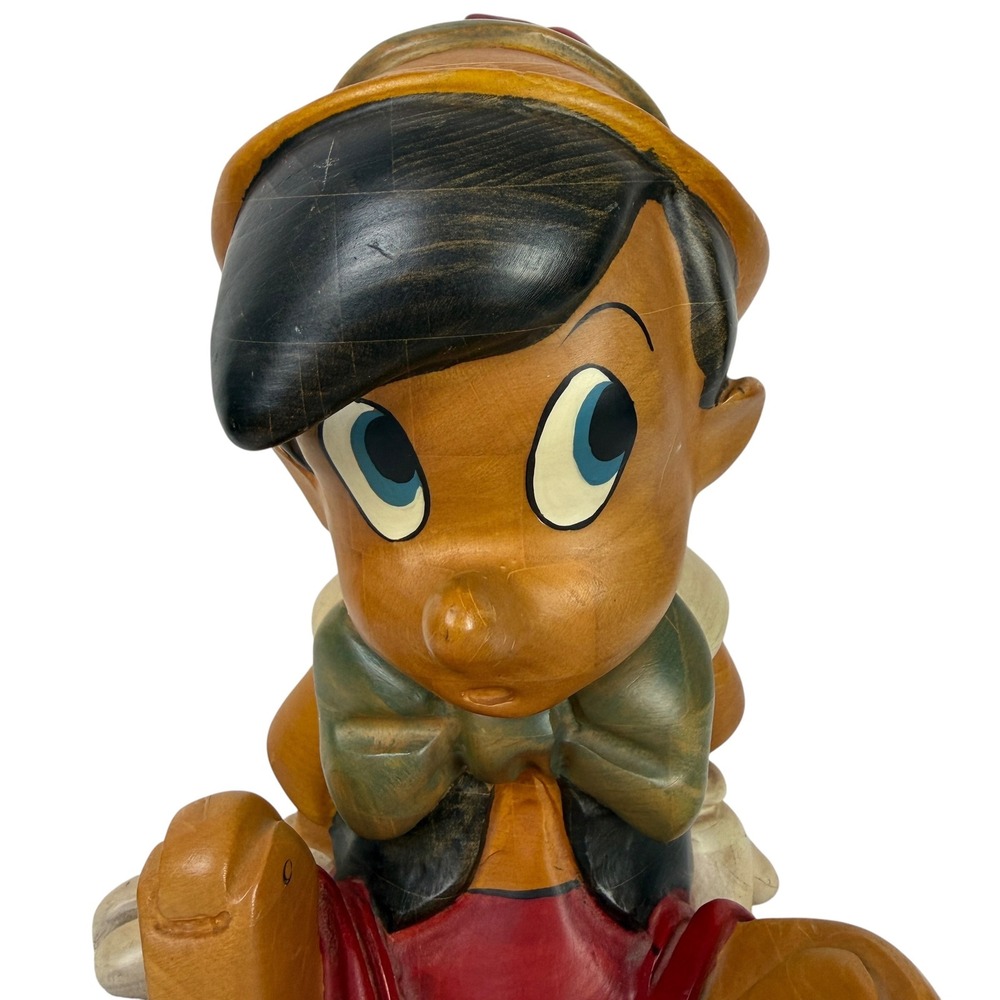 Vintage Walt Disney Productions Pinocchio Figurine Faux Wood Grain 11 Inch USA - Picture 5 of 12